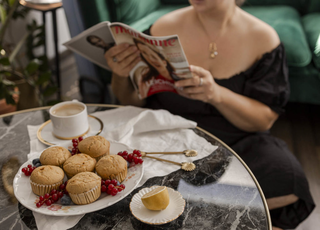 Citronové muffiny bez lepku s bílou čokoládou a Lemon Curd. 